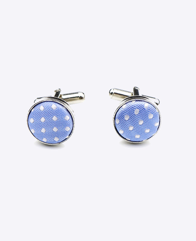 Boutons de Manchette Bleu n°2 à Pois en Polyester «Louis»