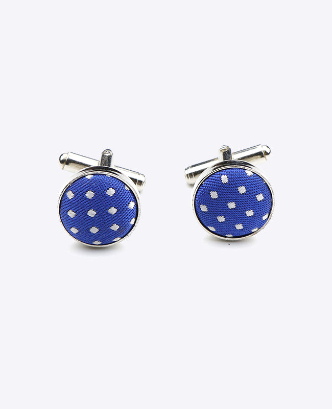 Boutons de Manchette Bleu n°5 à Pois en Polyester «Louis»