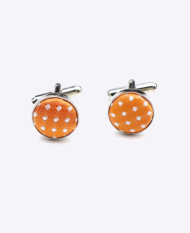 Boutons de Manchette Orange à Pois en Polyester «Louis»