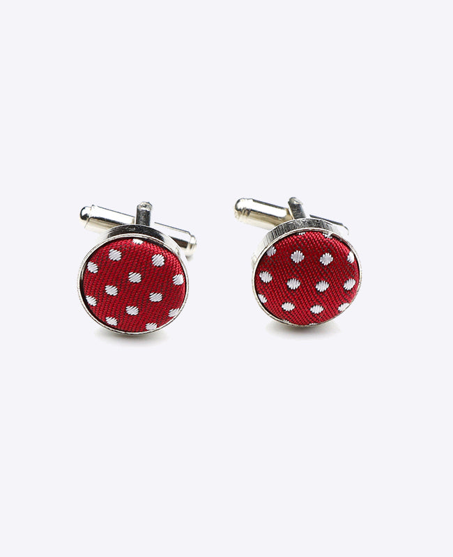 Boutons de Manchette Rouge n°2 à Pois en Polyester «Louis»