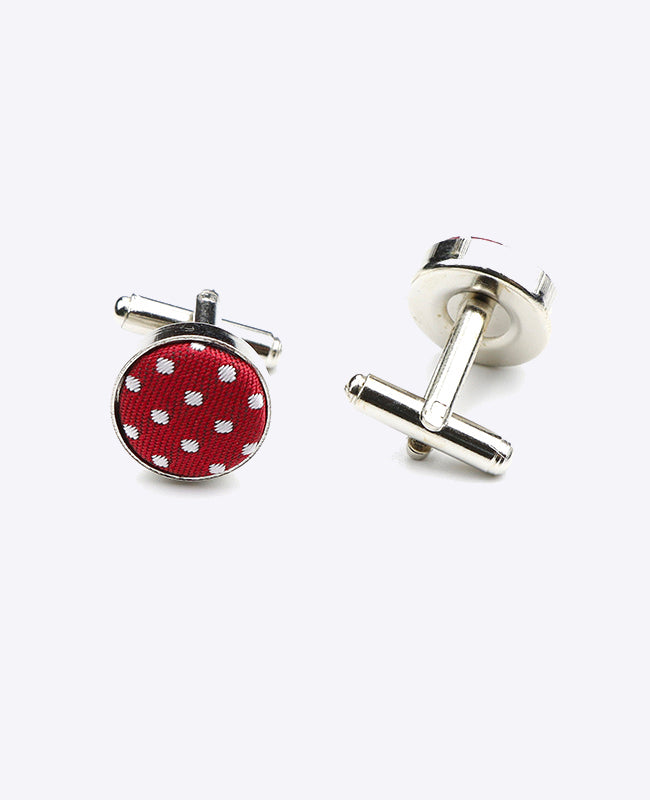 Boutons de Manchette Rouge n°2 à Pois en Polyester «Louis»