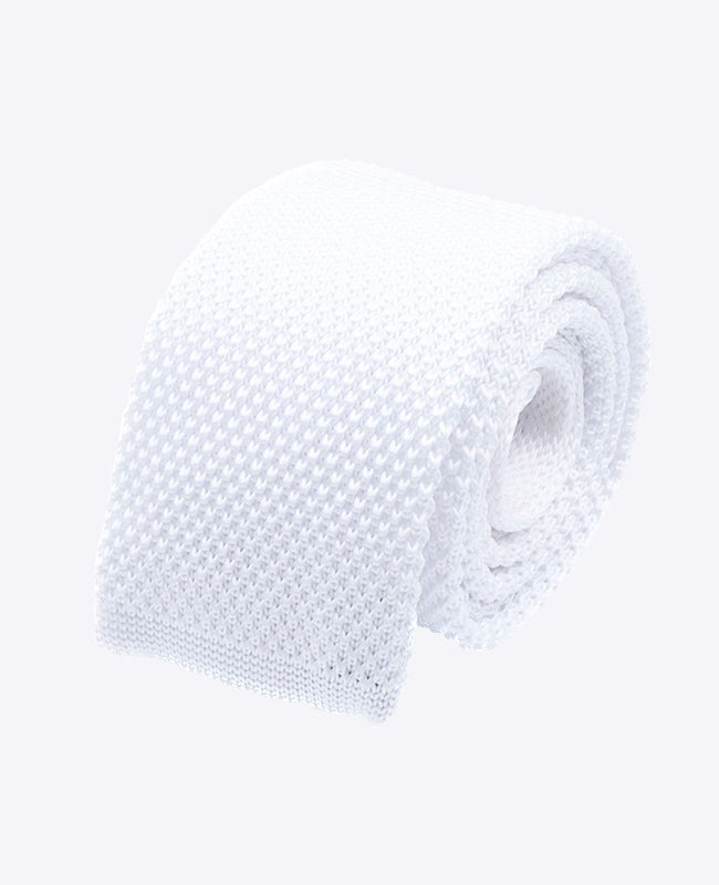 Cravate Blanc Homme en Tricot «Léon»