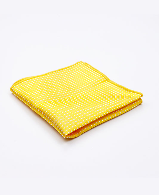 Pochette de Costume Jaune n°1 à Pois en Polyester «Louis»