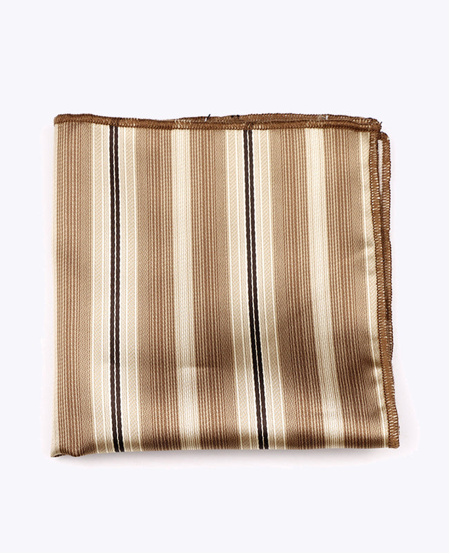 Pochette de Costume Beige n°2 à Rayures en Polyester «Edmond»